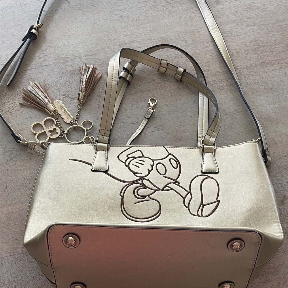 Disney Metallic Gold Shoulder Bag with Mickey Design by Jaime Ibiza - Picture 3 of 13